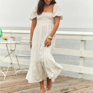 Abercrombie & Fitch Plus Size Flowy Linen Midi Dress